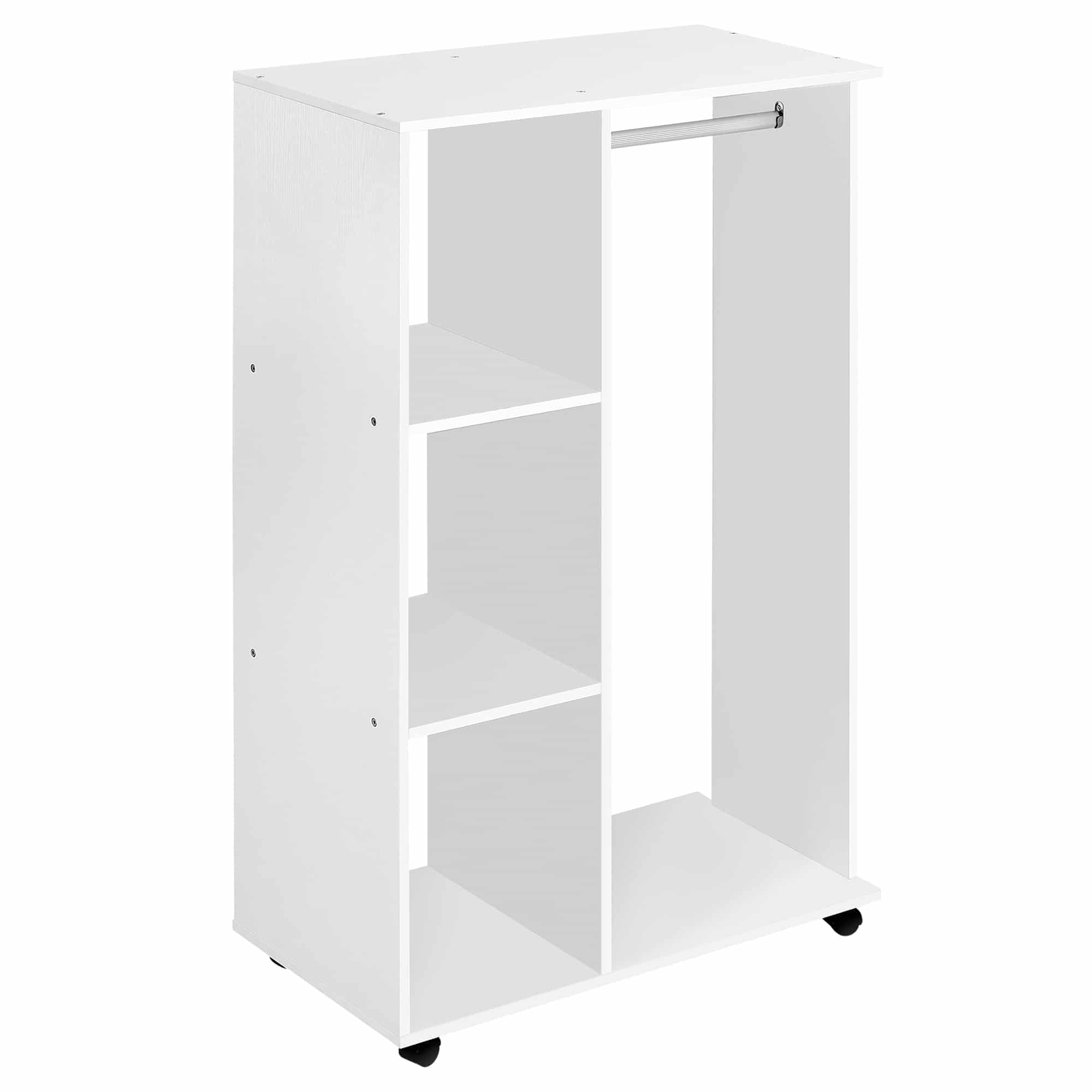 4bX9e018f05448350.jpg Armadio Guardaroba con Ruote in Legno, bianco, 80x40x128cm - immagine 1