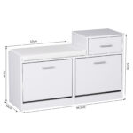 Scarpiera Moderna con Panca Imbottita per 12 Paia di Scarpe, Mobile da Ingresso con Scarpiera, Legno, Elegante, Capiente, 94,5x57x30 cm, Bianco - immagine 3
