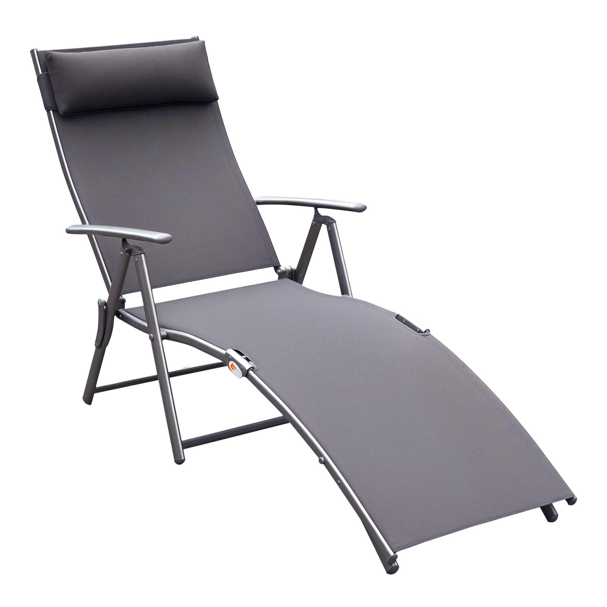 67Bf35197d9d23f75.png Lettino Sedia a Sdraio da Giardino Pieghevole con Cuscino, Schienale con 7 Reclinazioni, 137x63,5x1,5cm, Grigio - immagine 1