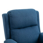 Poltrona Reclinabile con Poggiapiedi, in Tessuto Effetto Lino, Legno e Metallo, 77x91x106 cm, Blu - immagine 8