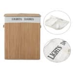 Cesta Portabiancheria in Bambù con Coperchio e Fodera Rimovibile, 52 x 32 x 63cm - immagine 7