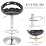 Set 2 Sgabelli da Bar Alti, Sgabelli Cucina Girevoli a 360°, con Schienale e Poggiapiedi, Altezza Regolabile, Base in Acciaio, per Sala da Pranzo e Cucina, 46x41x76-96cm, Nero - immagine 2