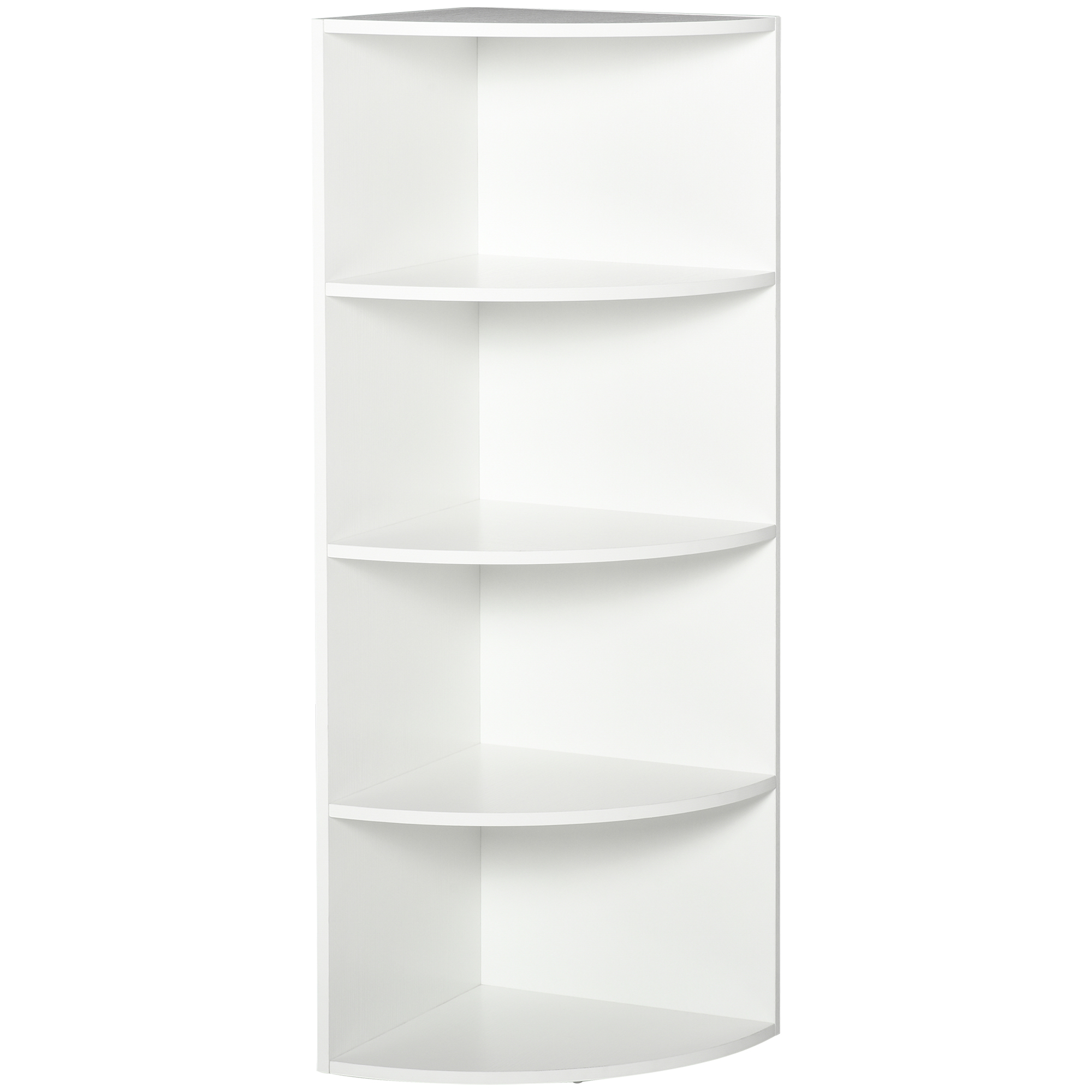 9pf5d819494550896.jpg Libreria ad Angolo 4 Ripiani a Muro e Parete Legno 39,5x39,5x120cm Bianco - immagine 1