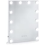 Specchio da Tavolo Professionale per Makeup con 12 Luci a LED Dimmerabili e Interruttore Touch in Stile Vintage