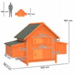 Gabbia per Galline in Legno con Tetto Impermeabile, Pollaio Prefabbricato da Esterno, 160x98,5x107cm - immagine 3