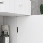 Mobiletto a Colonna Bagno Salvaspazio in MDF Bianco, Armadietto Bagno Multifunzione per Camera con 3 Ripiani 34x24x170cm - immagine 9