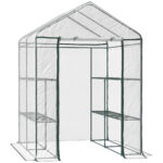 Serra da Giardino Esterno in PVC Trasparente, Serra da Balcone con Scaffali per Piante Orto 1,43 x 1,43 x 1,95m