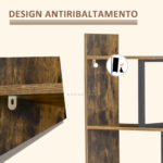 Libreria Antiribaltamento Stile Industriale, Scaffale Vintage con 5 Ripiani in Truciolato, 102x30x160cm - immagine 6