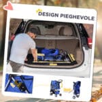 Passeggino per Cani Piccoli Pieghevole, Carrozzina per Cani con Ruote con Freni, Portabicchieri, Cestino Portaoggetti e Imbottitura Rimovibile e Lavabile, per Animali Domestici 10 kg, Blu - immagine 5