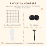 Recinto per Animali di Piccola Taglia Modulabile con Pannelli e Accessori, Gabbia per Ricci da Interno in Metallo, per Porcellini d'India e Ricci, 106x73x36 cm, Nero - immagine 5