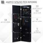 Armadio Portagioie con Specchio da Parete con Ganci e Ripiani in Legno - immagine 7