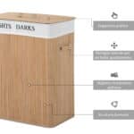 Cesta Portabiancheria in Bambù con Coperchio e Fodera Rimovibile, 52 x 32 x 63cm - immagine 5