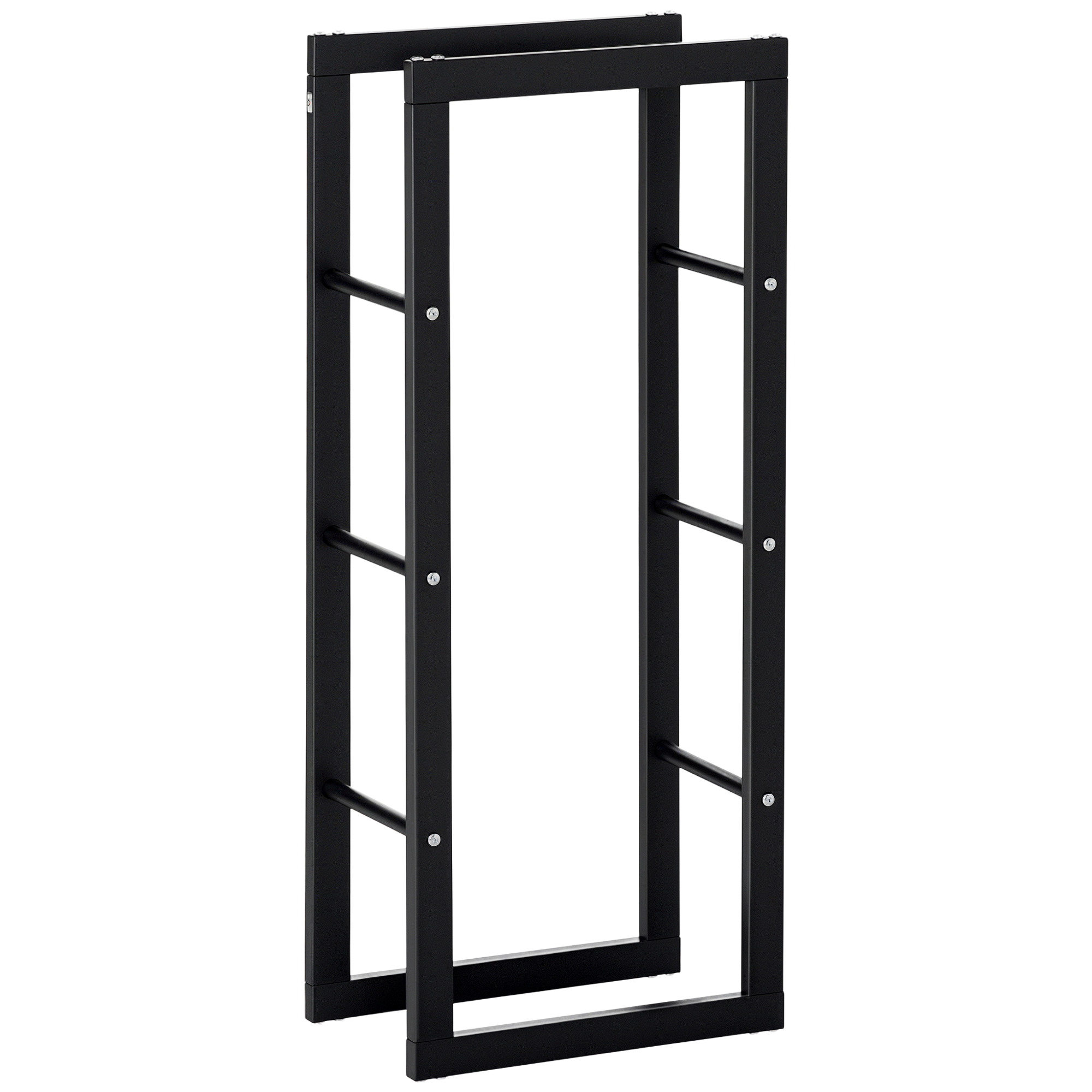 Dws6b419745e105ed.png Porta legna per Camino in Metallo, Scaffale per legna da ardere Porta-legna per interno e esterno, 40 × 25 × 1cm, Nero | Aosom Italy - immagine 1