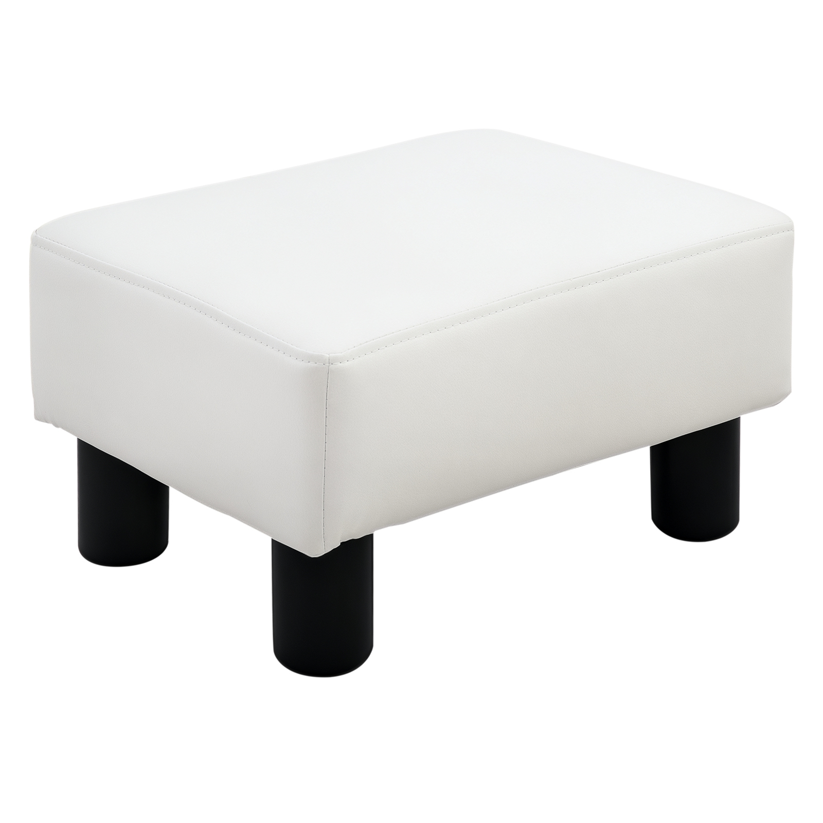 DzW5311980bd36dce.jpg Poggiapiedi Rettangolare Imbottito e Rivestito in Finta Pelle Bianca, per Soggiorno e Ingresso, 40x30x24 cm - immagine 1