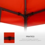 Copertura per Gazebo 3x3 m a 2 Livelli in Poliestere Resistente con 8 Fori di Drenaggio, Rosso Ruggine - immagine 4