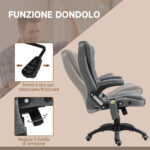 Poltrona da Ufficio Massaggiante Riscaldante con Altezza Regolabile, Schienale Inclinabile, in Tessutto Effetto Lino, Grigia | Aosom Italy - immagine 6