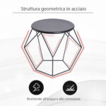 Tavolino da Caffè Salotto Design Nordico Minimalista Geometrico Ampio Piano, Acciaio, 54x54x44cm - immagine 4
