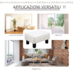 Poggiapiedi Rettangolare Imbottito e Rivestito in Finta Pelle Bianca, per Soggiorno e Ingresso, 40x30x24 cm - immagine 6