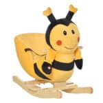 Animale a Dondolo per Bambini a forma di Ape in Legno di Pioppo con Musica, 60x33x45 cm, Giallo e Nero