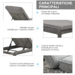 Set 2 Sdraio da Giardino Cuscino Imbottito Regolabile Grigio - immagine 7