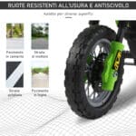 Moto Elettrica per Bambini 3 anni e Più, Moto Cross Elettrica con Rotelle, Batteria 6V Velocità 2,5km/h, 102 x 53 x 66cm, Verde - immagine 6