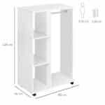 Armadio Guardaroba con Ruote in Legno, bianco, 80x40x128cm - immagine 3