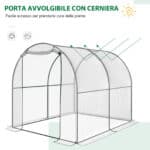 Serra Tunnel da giardino, Serra da Balcone per Piante e Orto con Copertura in PVC, Porta Avvolgibile e Telaio in Acciaio, 2x2,5x2m - immagine 4