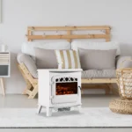 Camino Elettrico Moderno da Terra con Effetto Fiamma 925W/1850WBianco - immagine 2