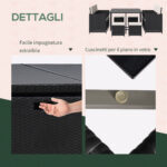 Set di Mobili da Giardino Esterno Set da Pranzo 11pz con Cuscini Nero - immagine 5