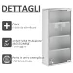 Armadietto Medicinale Cassetta Porta Medicina a Quattro Ripiani in Acciaio Inox 30 x 12 x 60cm - immagine 6