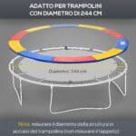 Copertura Imbottita Bordo Trampolino, Protezione per Tappeto Elastico Giaridno in Plastica, Ø244cm, Multicolore - immagine 5