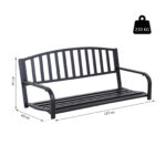 Dondolo Sospeso da Giardino con 2 Posti, Romantica Panchina in Metallo Nero per Esterni, 127 x 60 x 47cm - immagine 3