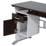 Scrivania Porta PC Computer da Ufficio con Cassetto in Legno Color Noce - immagine 9