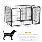 Recinto per Cani di Piccoli Taglia da Interno ed Esterno, Recinzione per Animali Domestici con Rete 6 pz in Acciaio e Metallo, 125x80x70 cm, Nero - immagine 3