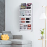 Libreria da Parete con 4 Ripiani in Legno Bianco Impermeabile, Carico Massimo 30kg (59cm x 12cm x 113cm) - immagine 2