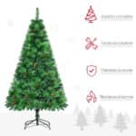 180cm Alberello di Natale artificiale Decorato e Ignifugo per Interni con 782 Rami e Base in Metallo, sano e naturale, Verde | Aosom Italy - immagine 4