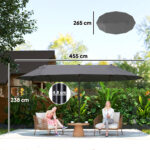 Ombrellone Doppio da Giardino 4,6x2,7 m a 12 Stecche con Prese d'Aria e Manovella, Ombrellone per Esterni in Acciaio e Poliestere, Anti UV, Grigio - immagine 3