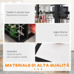 Carrello da Cucina con Cassetto, 4 Cesti di Frutta Estraibili e Piano in Ceramica, Carrello Cucina Salvaspazio con 4 Ripiani Laterali in Legno di Pino e Metallo, 57x37x83 cm, Nero - immagine 5
