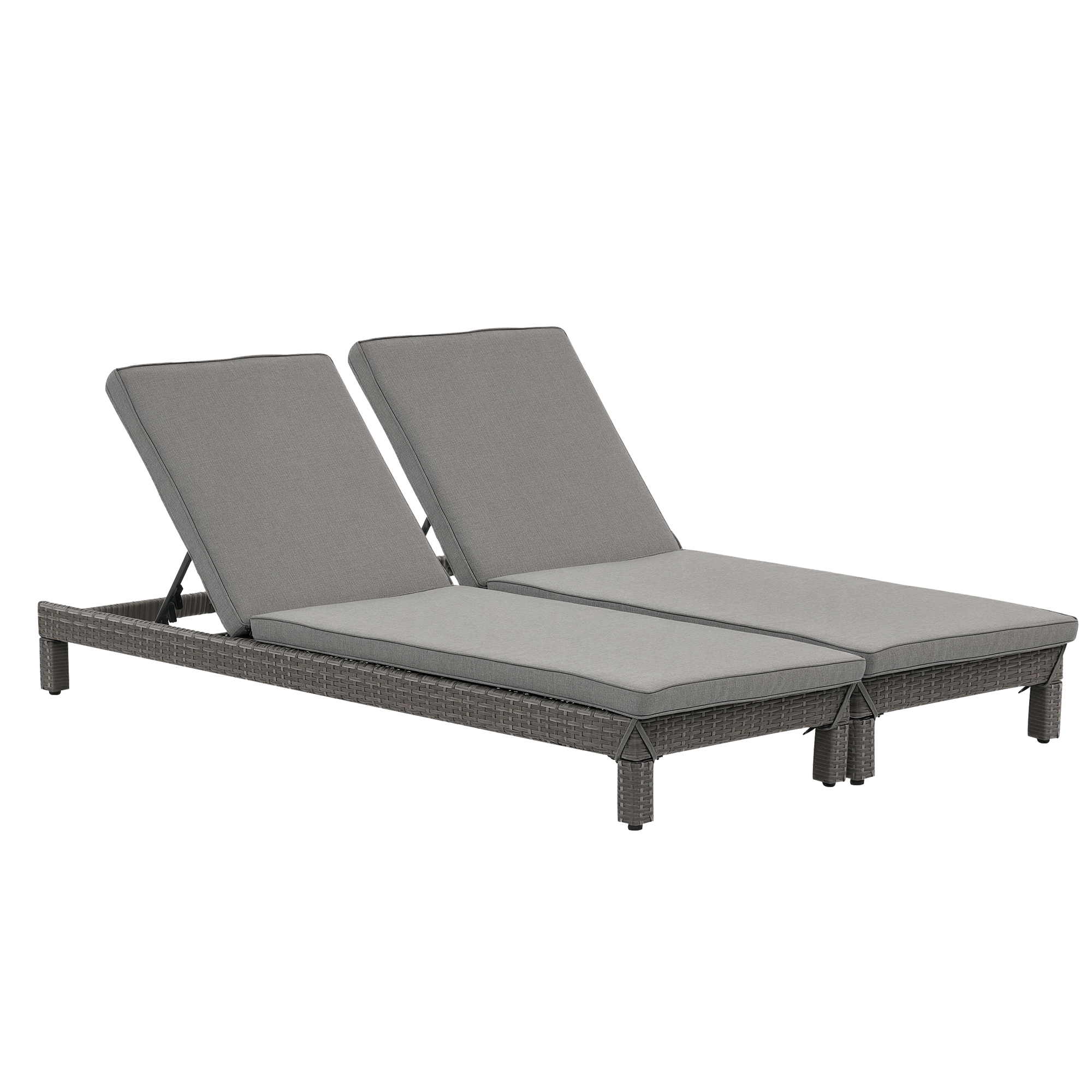 NIqeb11980aa51cfe.jpg Set 2 Sdraio da Giardino Cuscino Imbottito Regolabile Grigio - immagine 1