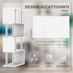Libreria a 4 Ripiani Design Moderno in Legno e Metallo, Libreria Scaffale per Soggiorno, Studio, Ufficio, 80x30x145cm Bianca - immagine 5