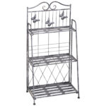 Scaffale Fioriera 3 Ripiani Pieghevole da Giardino Balcone Argento