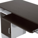 Scrivania Porta PC Computer da Ufficio con Cassetto in Legno Color Noce - immagine 8
