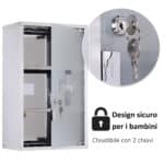 Armadietto medicinali 50x30x18cm Cassetta mobile bagno primo soccorso in acciaio inox con serratura - immagine 4