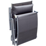 Lettino Sedia a Sdraio da Giardino Pieghevole con Cuscino, Schienale con 7 Reclinazioni, 137x63,5x1,5cm, Grigio - immagine 9