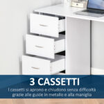 Scrivania Porta PC con 3 Cassetti e 3 Ripiani, Scrivania per Camera e Ufficio in Legno 120x49x72cm Bianco - immagine 7