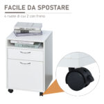 Cassettiera da Ufficio con Cassetti, Ruote a Freno e Ripiano Aperto, per Lettera/Legale/Formato A4, 40x35x60 cm, Bianco - immagine 6