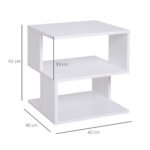 Tavolino da Caffè di Design, Tavolino da Salotto Bianco, 2 Ripiani Aperti, Design Moderno, Tavolino da Salotto e Soggiorno, Legno, 40x40x43cm, Bianco - immagine 3