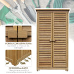 Casetta in Legno da Giardino con Tetto Impermeabile, Armadio da Esterno Porta Attrezzi da Giardino con 3 Mensole, 87x46,5x160cm - immagine 6