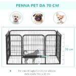 Recinto per Cani di Piccoli Taglia da Interno ed Esterno, Recinzione per Animali Domestici con Rete 6 pz in Acciaio e Metallo, 125x80x70 cm, Nero - immagine 5