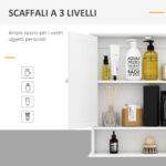 Mobiletto Armadietto a Muro con Specchio da Bagno Cucina in MDF 56 x 13 x 58cm Bianco - immagine 5
